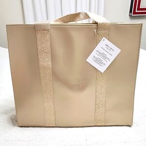 NWT Women's Jimmy Choo Parfums Gold & Sparkles Tote Bag